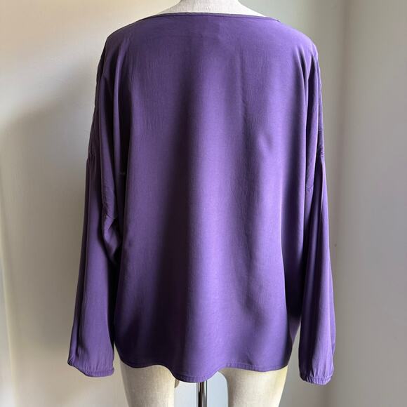Eileen Fisher Vintage Purple Silk Blouse Women’s S/M Minimalist Top - Picture 3 of 8